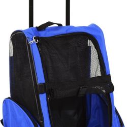 Kinpaw Pet Rolling Carrier Dog Travel Backpack with Wheels Airline Approved Luggage Bag for Cat Trolley Small Animal Supplies Storage Portable Sky Blu