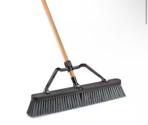 Libman 24 in. High Power Heavy-Duty Multi-Surface Squeegee Push Broom with Brace and Steel Handle
