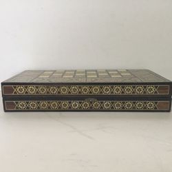 Chess Chest With Mother Of Pearls And Inlaid Wood. Vintage