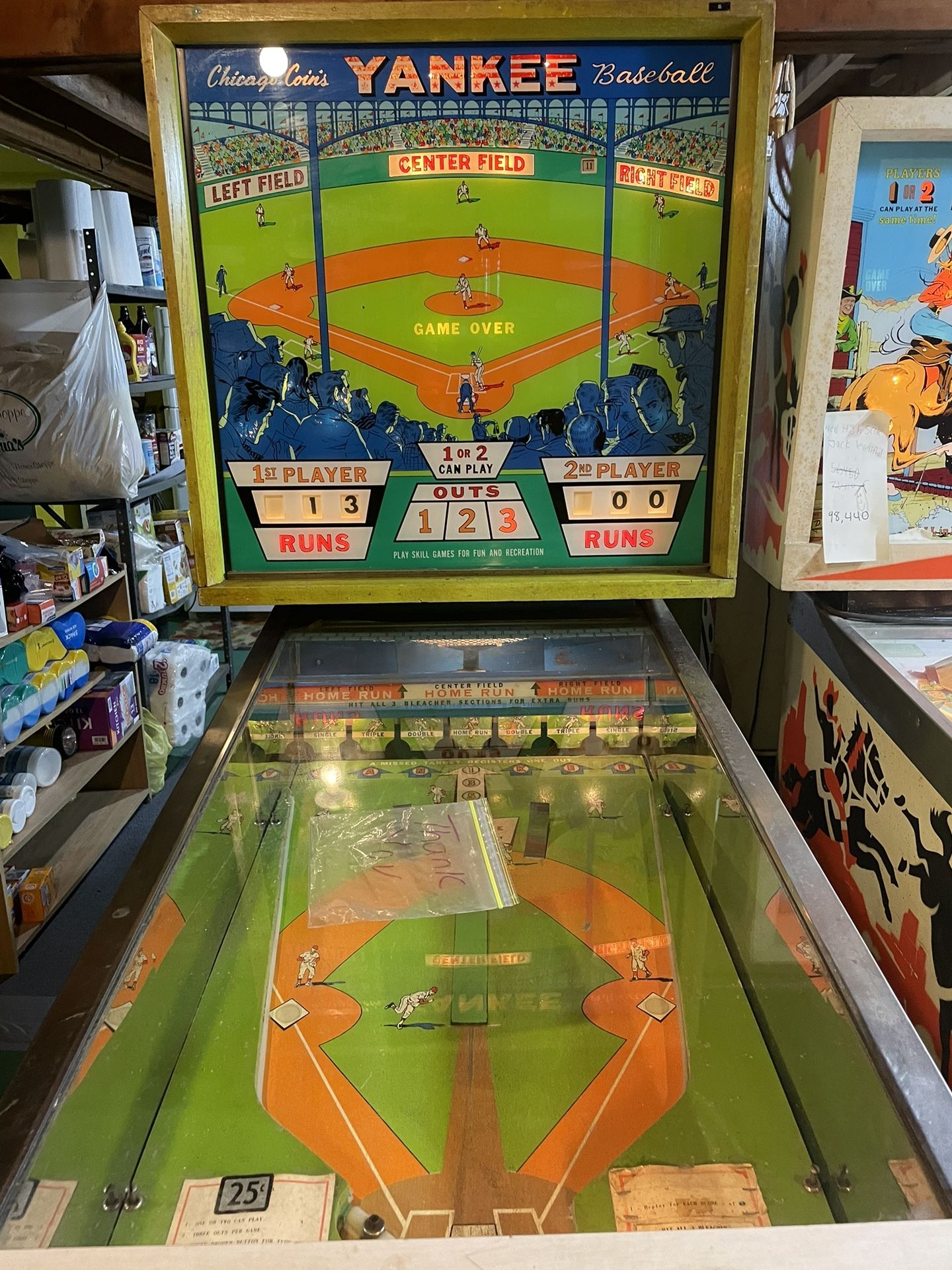 Pinball Machine YANKEE BASEBALL 1969 Pitch & Bat EM Arcade Game Classic