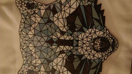 Huge Raccoon stained glass look iron on transfer