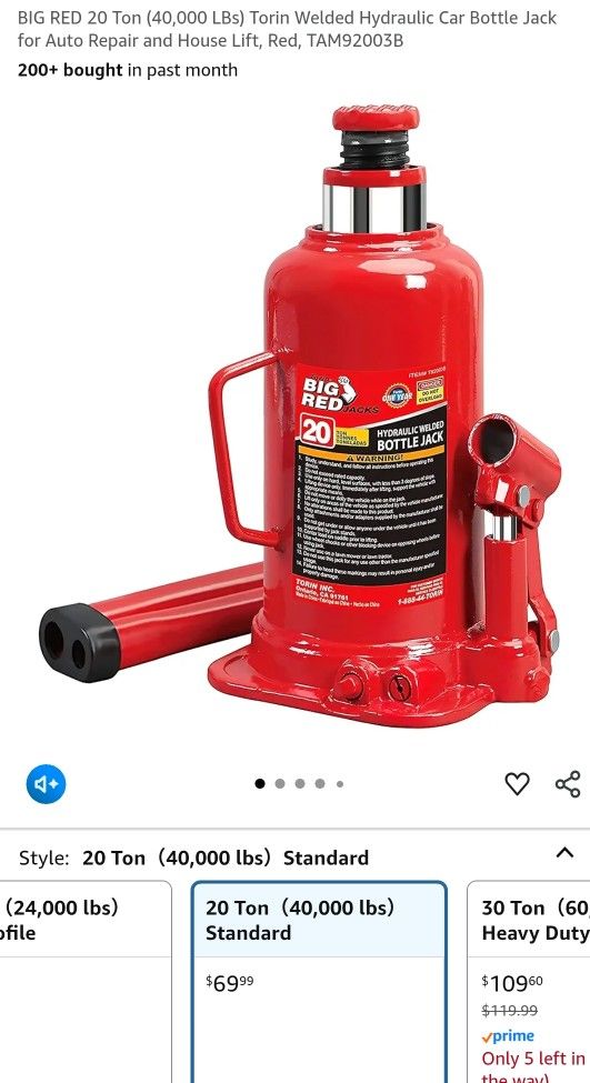 Car Bottle Jack 20 Ton