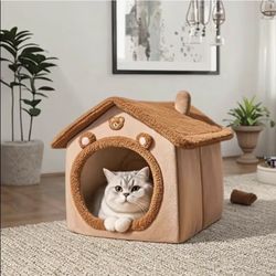 Plush Pet House Warm Cute Cartoon Shape Enclosed Bed for Dogs and Cats
