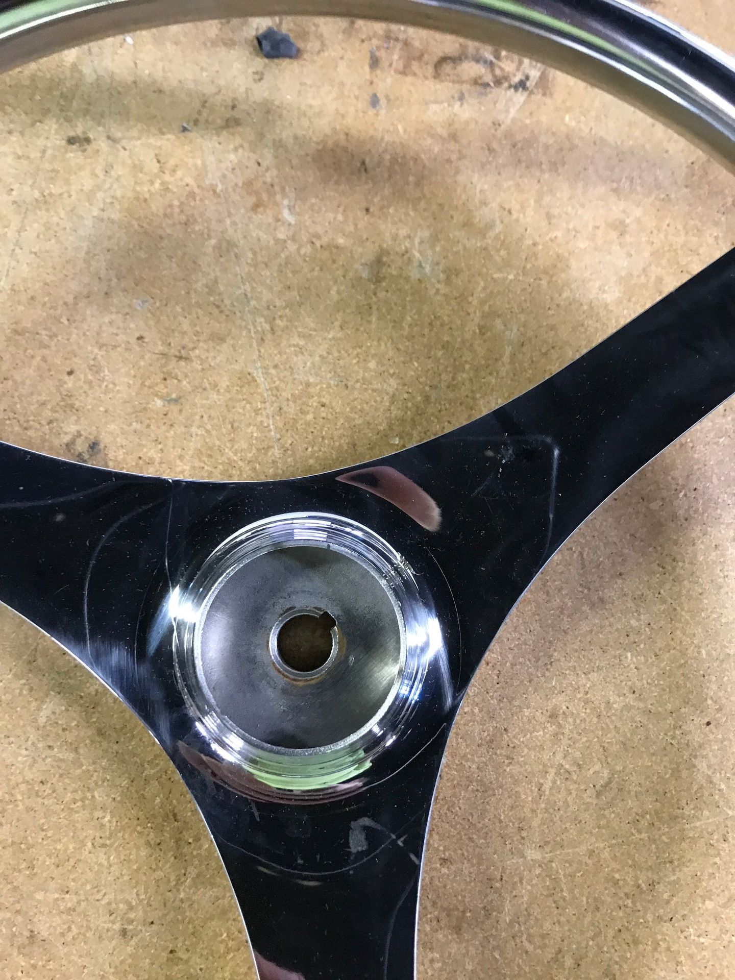 reduced missing cap 15.5' YaeGarden Stainless Steel Marine Boat Steering Wheel 3 Spoke