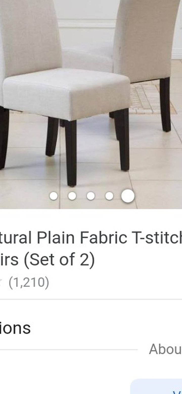 Pertica Natural Plain Fabric T Stitch Dining Chairs Set Of 2