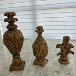 Vintage Vase Ornate Floral Relief Folk Art Rustic Home Decor