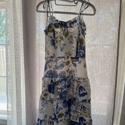 RIHOAS Blue and White Floral Midi Dress