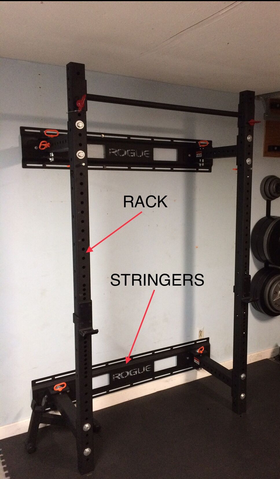 ROGUE FITNESS - RML-3W Fold Back Wall Mount Rack - (21.5" depth) w. Stringer kit