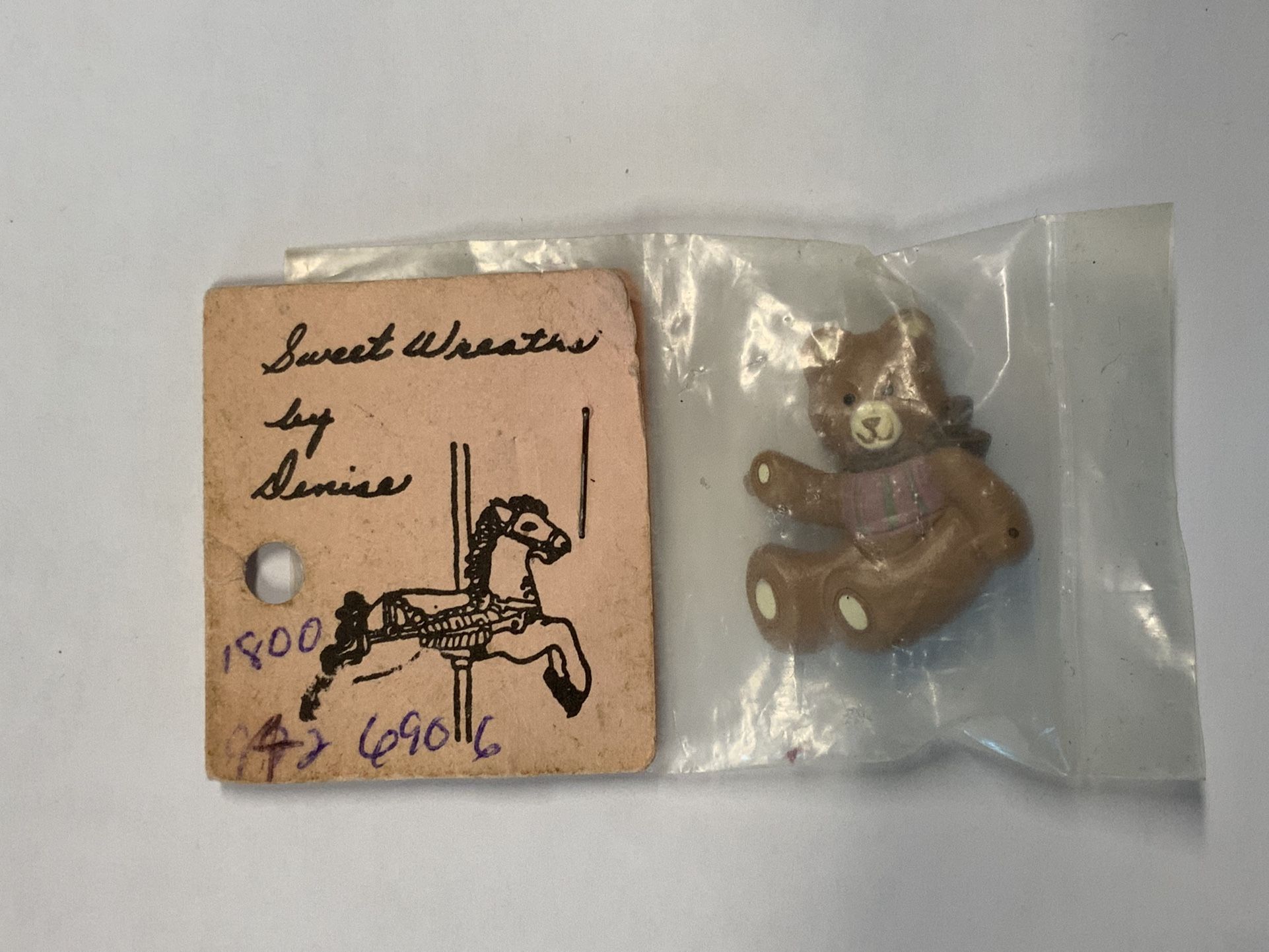 Vintage Old Teddy Bear Clip 