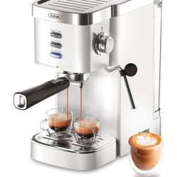 Gevi Espresso Machine 20 Bar High Pressure,Compact Espresso Machines with Milk Frother Steam Wand,Cappuccino & Latte Maker with Volume Control for Hom