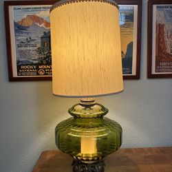 MCM EF Industries Green Glass Globe Lamp