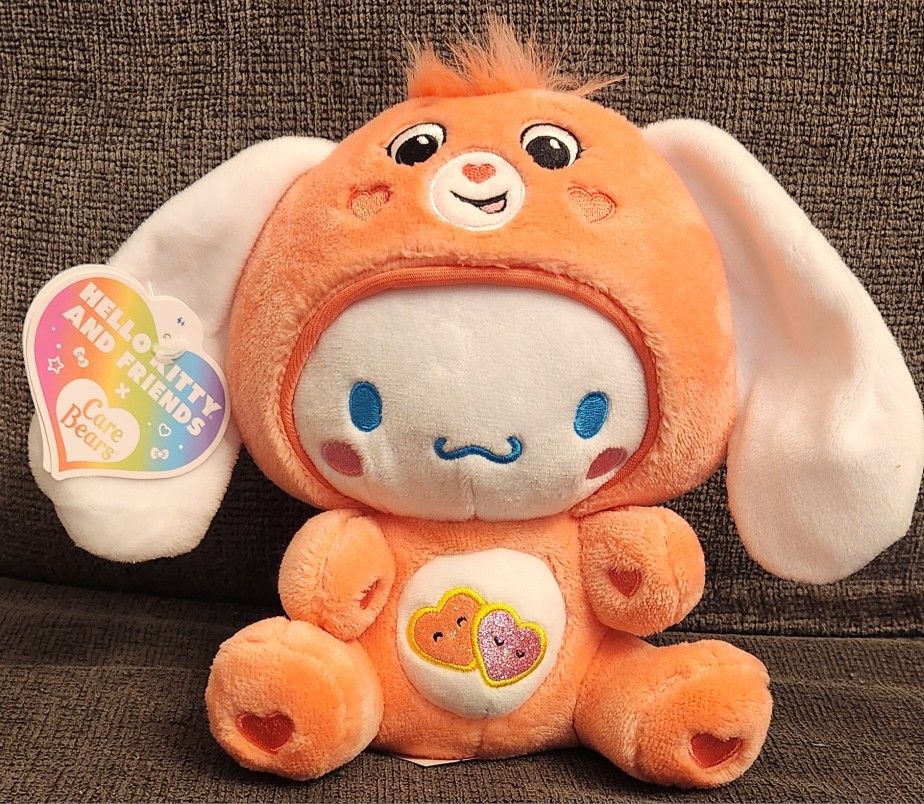 Cinnamoroll Dressed As Love-a-Lot Bear 9" Fun-Size Care Bears Plush - Soft, Huggable Bestie!