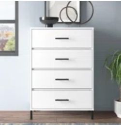 White 4-Drawer Dresser / Chest – Modern, 31"W