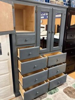 Large tall grey pine closet