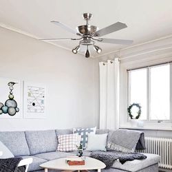 Brushed Nickel Ceiling Fan with Light Kit