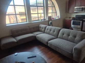 Homelegance: Gray Tufted Sectional Sofa - Modern L-Shape