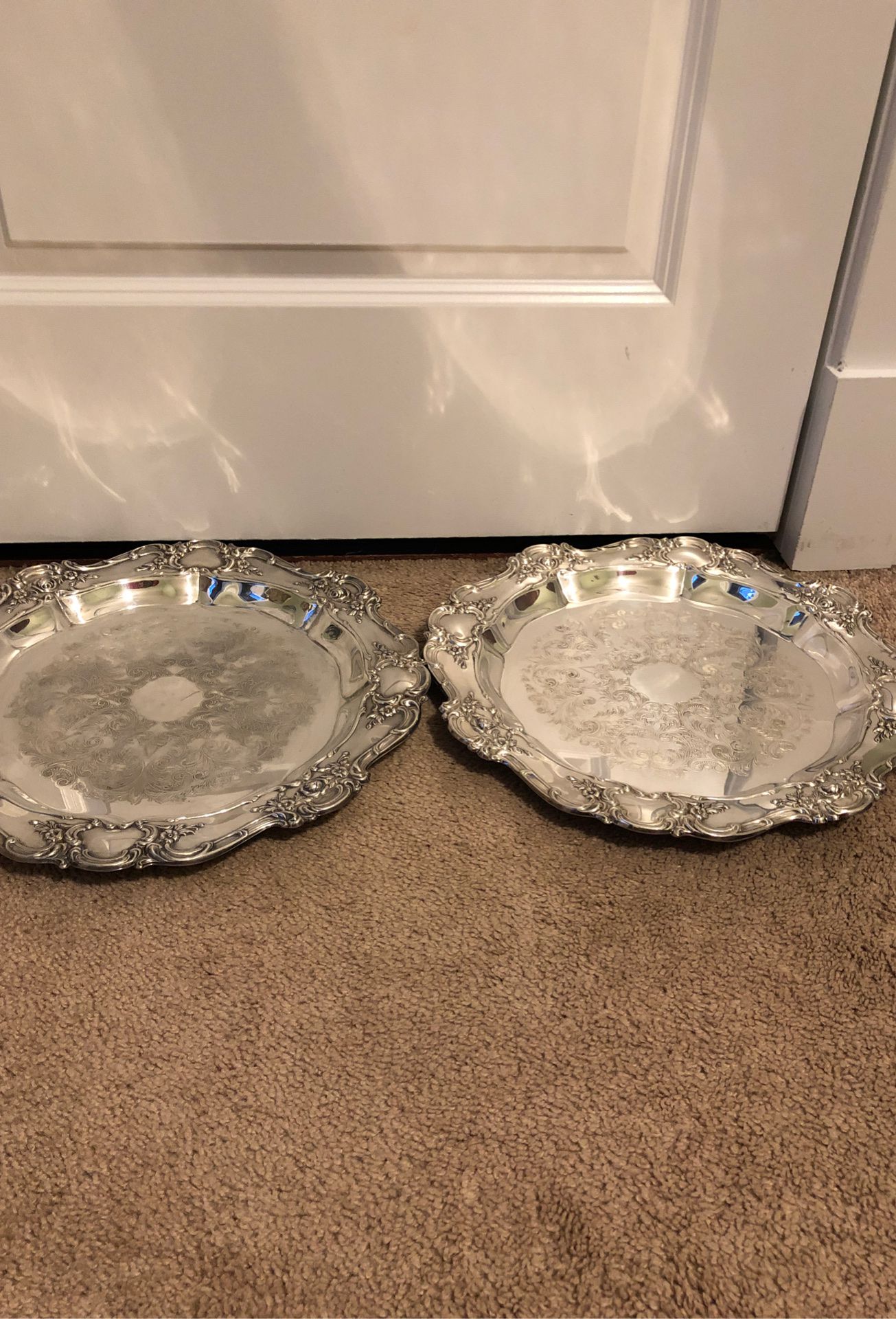 2 Round 15 inch Silverplated platters