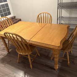 Wood Dining Room Table Set With 4 Chairs 