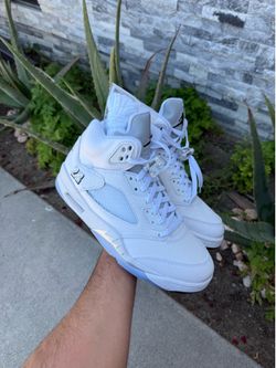 Jordan 5 white metallic silver size 9