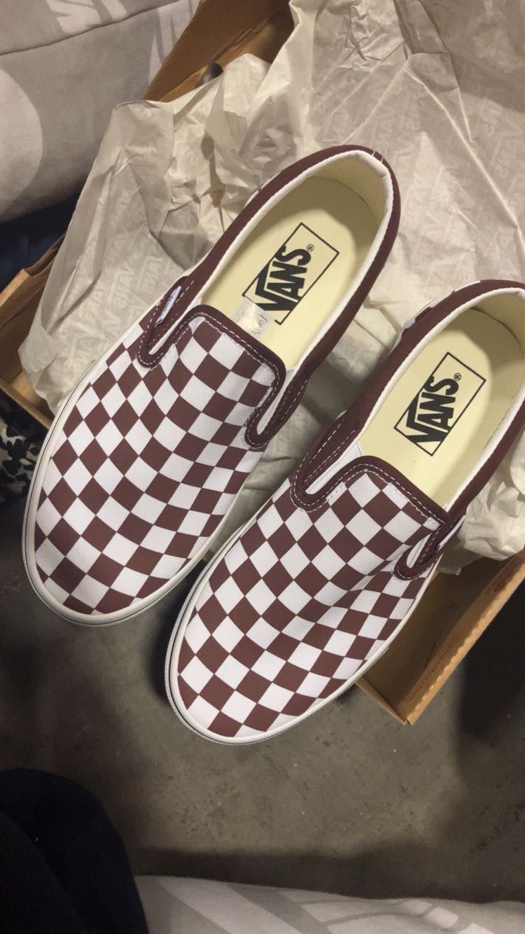 BRAND NEW Brown Checkered Vans