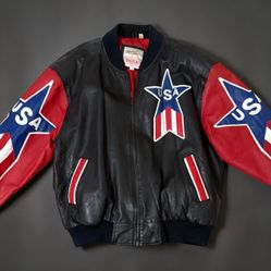 Vintage 1991 Michael Hoban Where Mi USA Leather Bomber Jacket