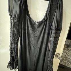 Dolls Kill, Plus Size, Goth Mini Black Dress, Sheer Sleeves