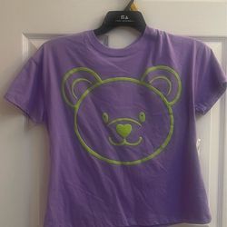 Brand new Girls purple & green bear face print tee size XL