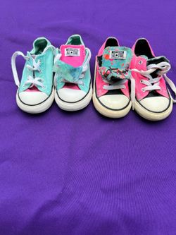 2 pair Toddler  Converse shoes, low top,  size 9C