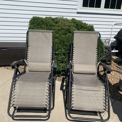 Zero Gravity Pool Lounge Chairs PVC Covered Polyester Set