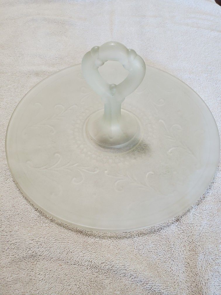 Tiara Glassware - Frosted 12 inch Serving Tray.