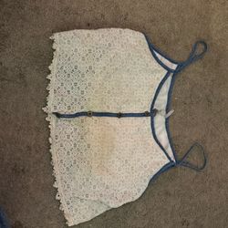 Women’s Patterened Tank Top White&Blue- Size Small