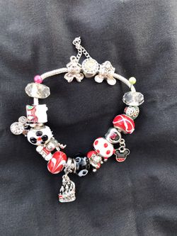 Pandora style charm bracelet Mickey Christmas