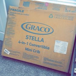 Graco Stella 4-in-1 Convertible Mini Crib – Blue🩵 (Brand New, Sealed) Never Opened 