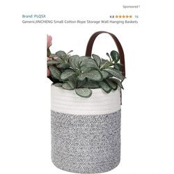 Brand new 12.01 x 8.9 x 3.07” Small Cotton Rope Storage Wall Hanging Baskets Woven Organizer for Baby Nursery,Home Plants,Towels,Toys 