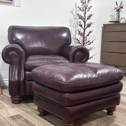 Leather Chair and Ottoman 