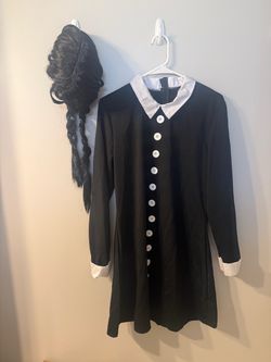 Wednesday Addams Halloween Costume with Wig