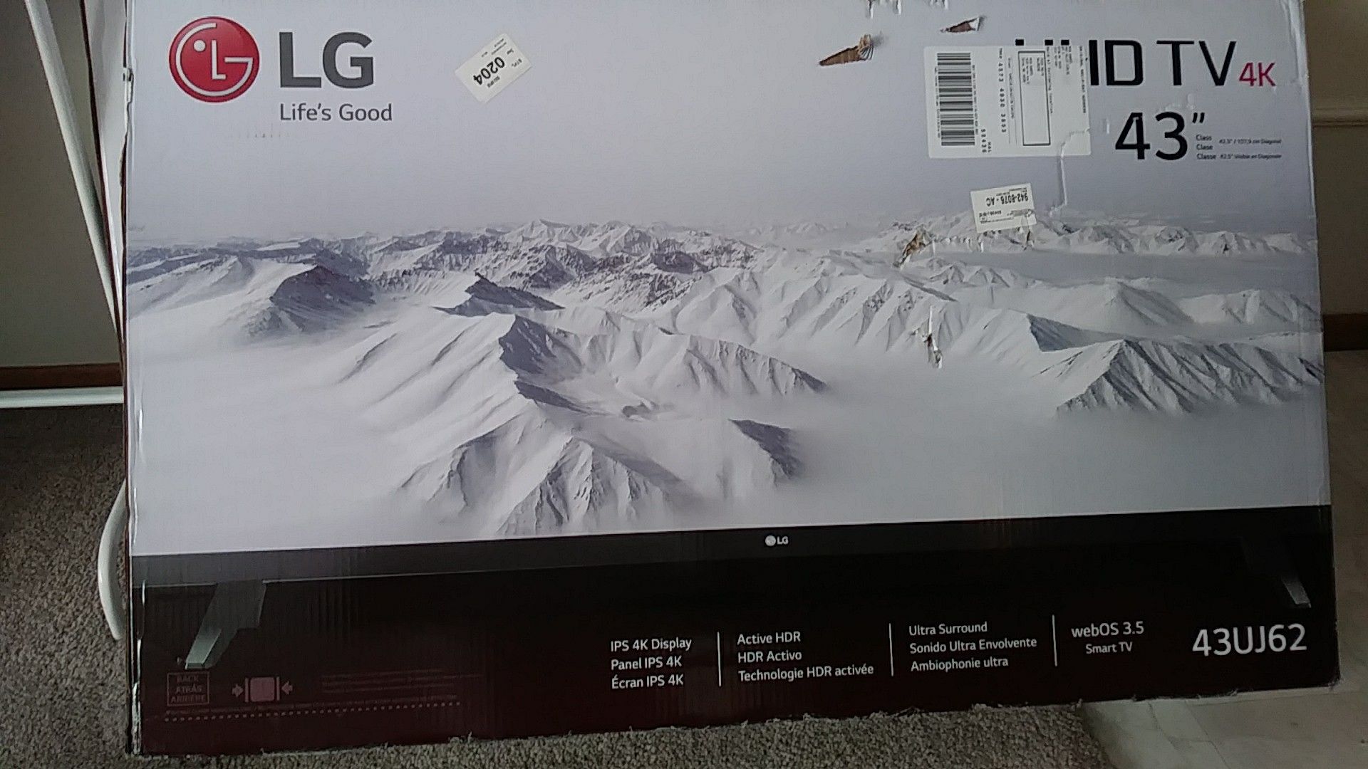 LG TV4K. 43 inch. Model 43UJ62. Brand New. Warranty.