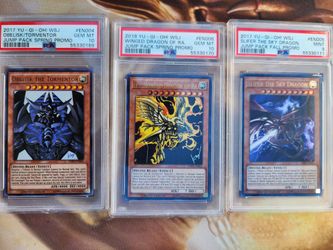 Yugioh God Card Jump Vatiants PSA 10 and 9 Set