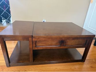 Real Wood Coffee Table – Lift Top & Storage Shelf