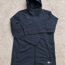 UNDER ARMOUR / Black Hooded Jacket ATHLETIC Coat  w/ ZIPPER Pockets / Mens Large (L) / Like New w/o Tags!! / Black
