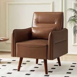 Modern faux leather chairs with pillow,Two colors: brown and dark brown. $120 for both.
