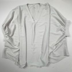 Zenana 2X/3X Light Gray Polyester V-Neck Blouse