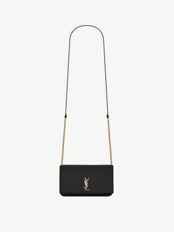 YSL - Cassandre phone holder in smooth black leather