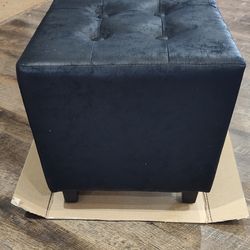 Faux Suede/Leather NEW Black Ottoman Stool 13.75" (tall, wide, deep)