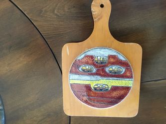 Hand Painted Vintage Pot Holder, Made In Ecuador Out Of Birtch Wood