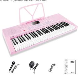 Vangoa VGK610 Piano Keyboard, 61 Mini Keys Portable Music Keyboard for Beginners with Microphone, 3 Teaching Modes, 350 Tones, 350 Rhythms, 30 Demos, 