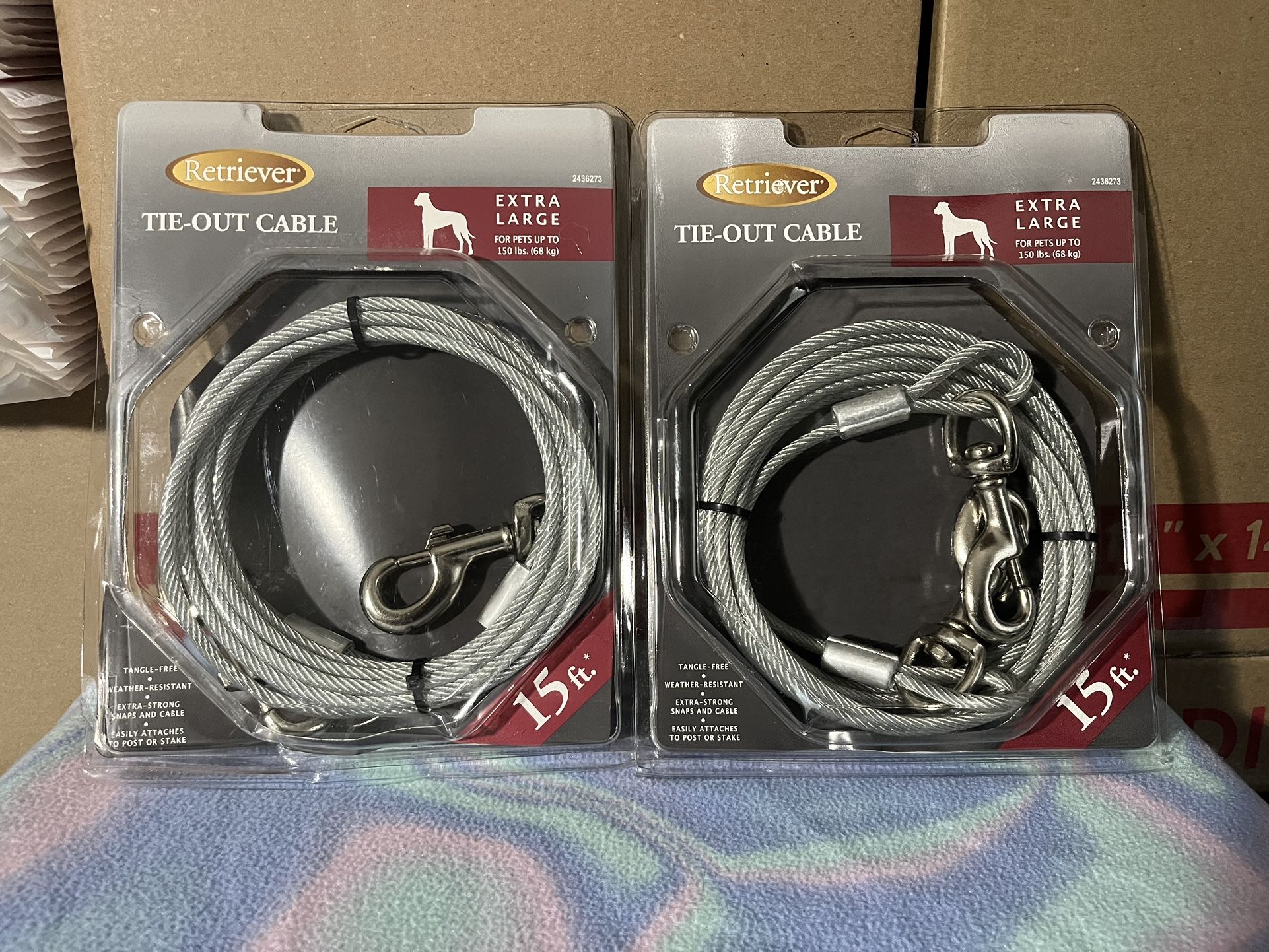 Tie Out Cables - 15 Feet - XL Up To 150 Lbs