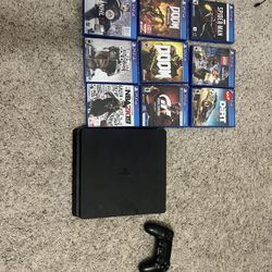 Ps4 With Games , Controller And Wires 