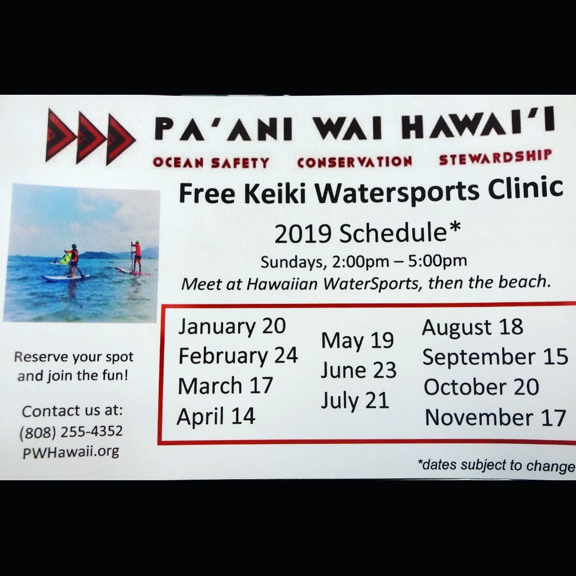 FREE keiki watersports clinic @hawaiian watersports Kailua this Sunday 2-26 @2pm.