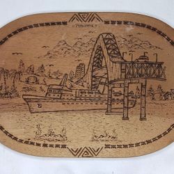 Vintage Panama Canal Wooden Etching